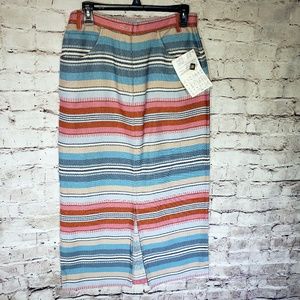 Vintage 90s NWT Denim & Co Long Striped Zip front Cotton Skirt